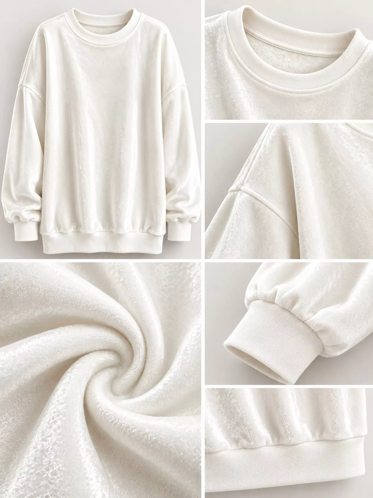Full Size Crew Neck Drop Shoulder Sweatshirt Plus Size - White - View 3