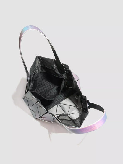 Geometric Iridescent Shoulder Bag - Purple - View 5