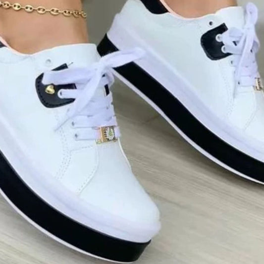 Lace Up Platform Sneakers - Black - View 2