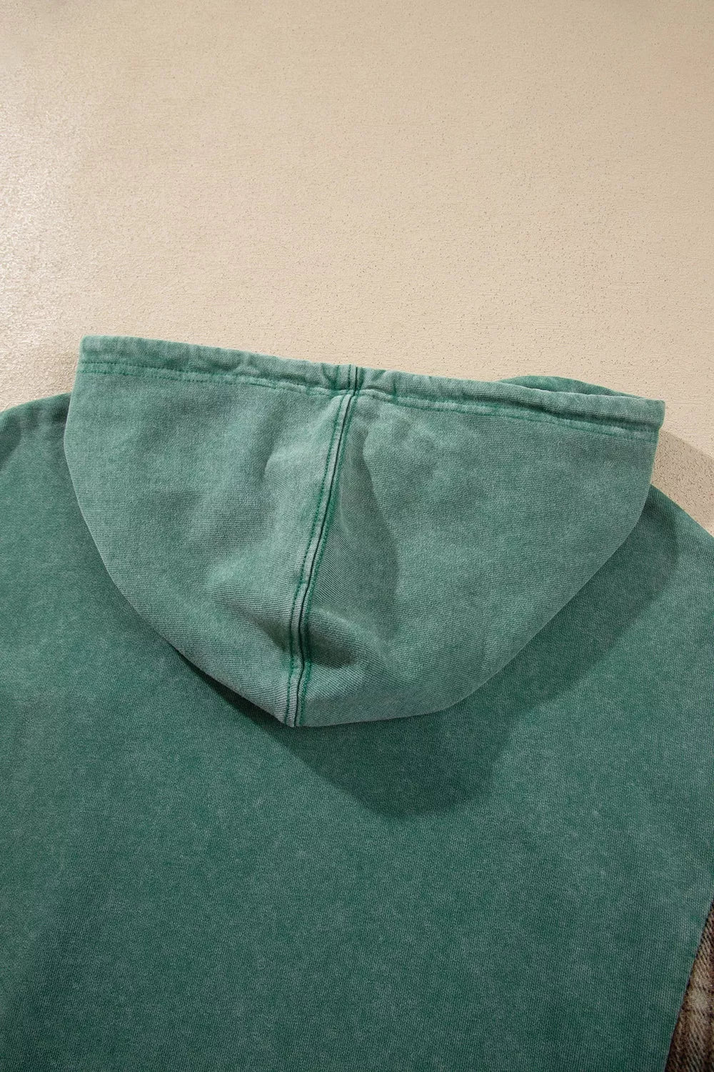 Plaid Kangaroo Pocket Hoodie - Sage - View 6