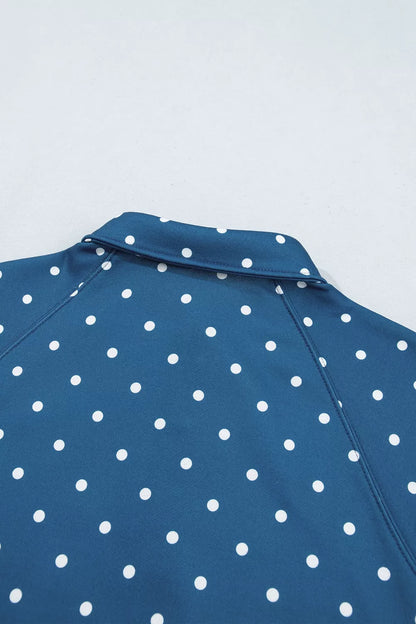 Polka Dot Snap-Button Sweatshirt - Dusty Blue - View 5