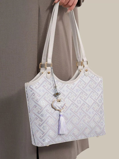 Geometric Pattern Shoulder Bag - Pink Purple - View 1
