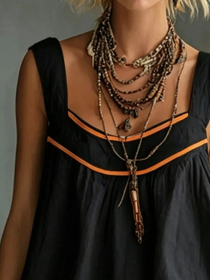 Full Size Sleeveless Tiered Mini Dress Plus Size - Black - View 2