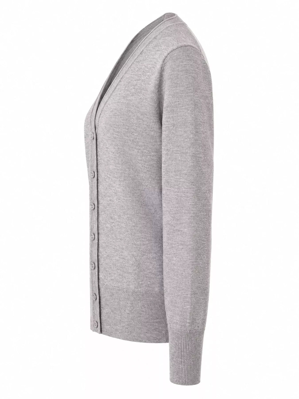 Classic V-Neck Button-Down Knit Cardigan - Light Gray - View 52
