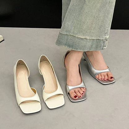 Open Toe Flare Heels Sandals - Color comparison - View 1