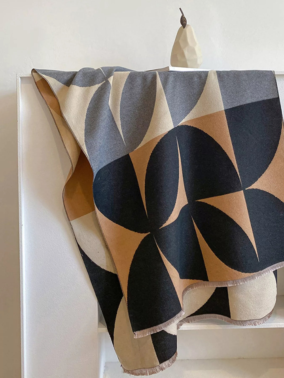 Contrast Raw Hem Scarf - Khaki - View 8