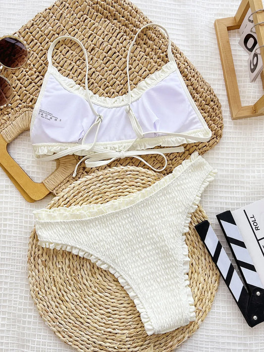 Frill Textured Spaghetti Strap Two-Piece Swim Set - product photo 2