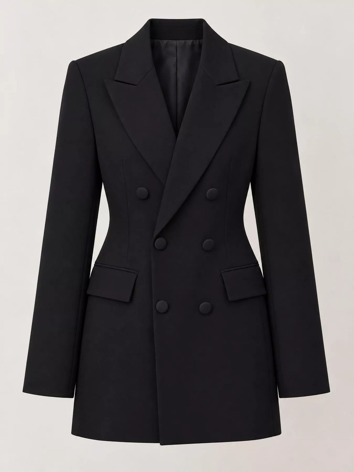 Full Size Double-Breasted Slim-Fit Blazer Plus Size - Black - View 12