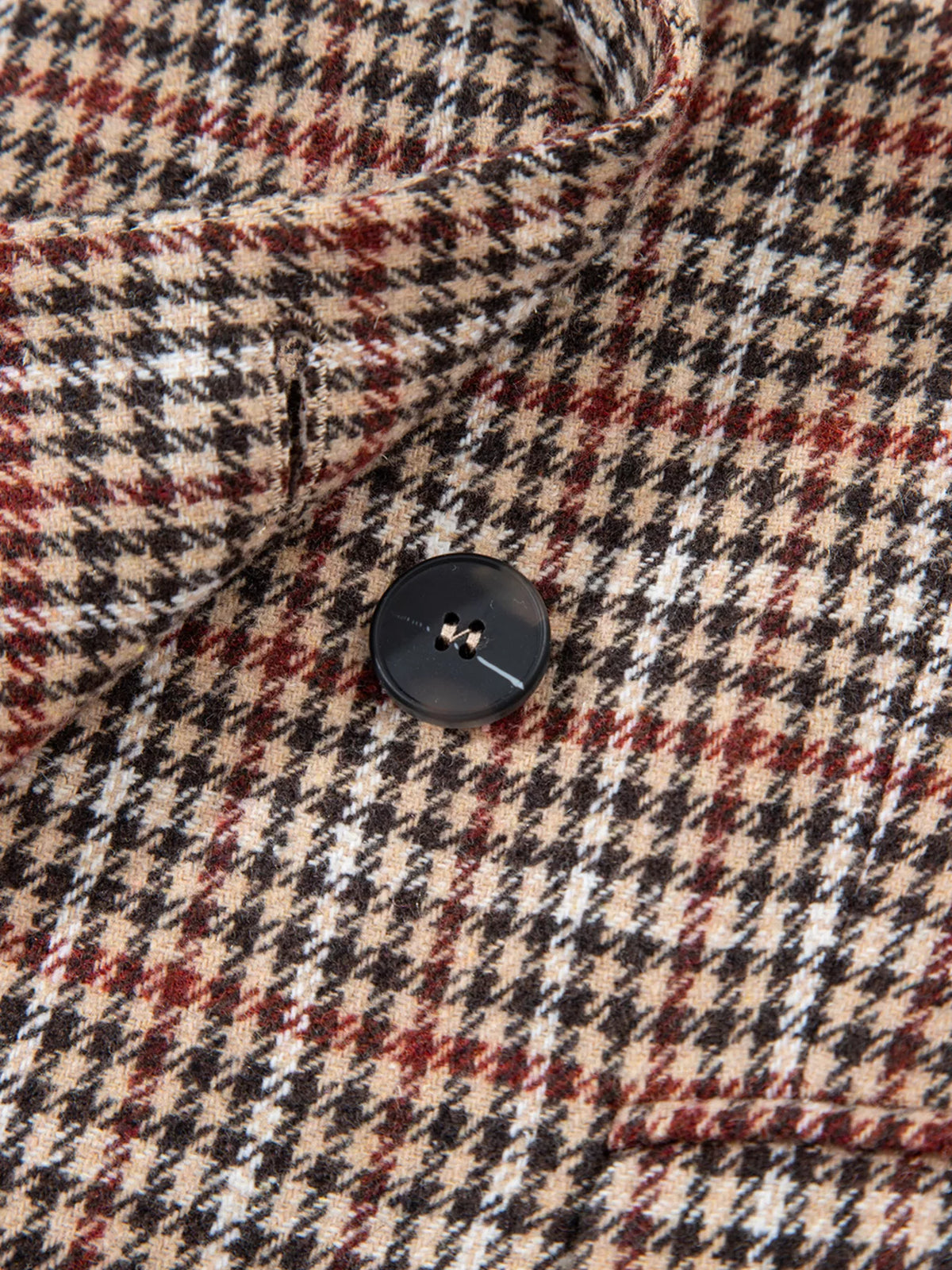 Houndstooth Lapel Collar Blazer - Camel - View 14