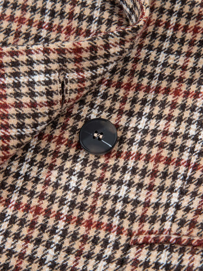 Houndstooth Lapel Collar Blazer - Camel - View 14
