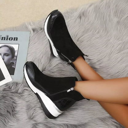 Side Zipper Ankle Boots - Black - View 2