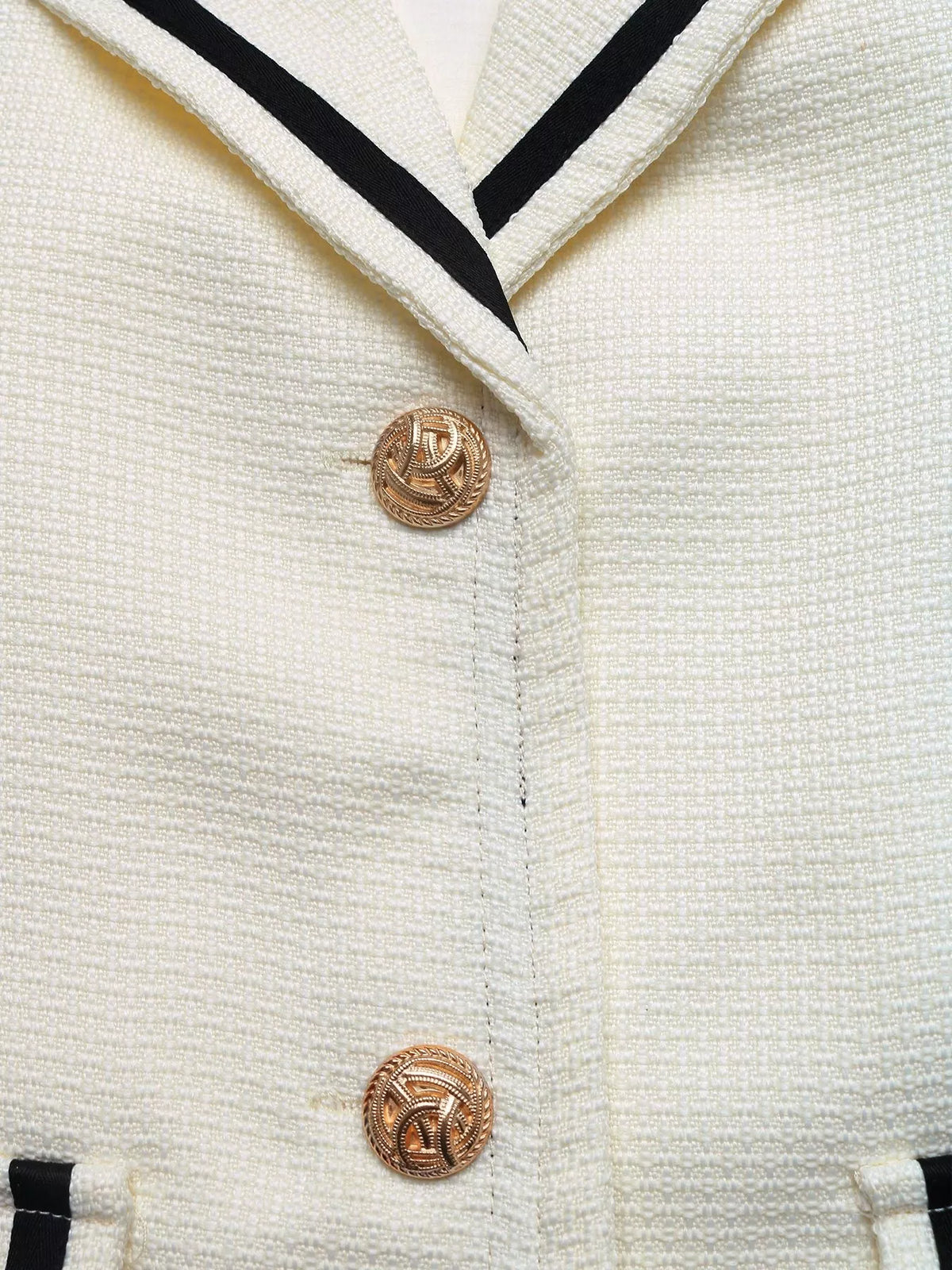 Contrast Trim Button-Up Blazer - Beige - View 8