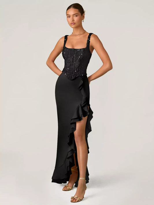 Sequin Ruffle Hem Maxi Dress - product photo 2
