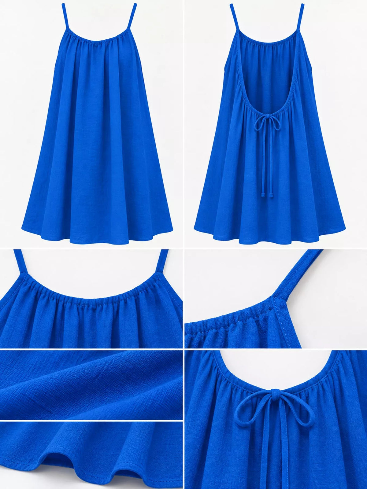Full Size Backless Spaghetti Strap A-Line Mini Dress Plus Size - Royal Blue-Style C - View 15