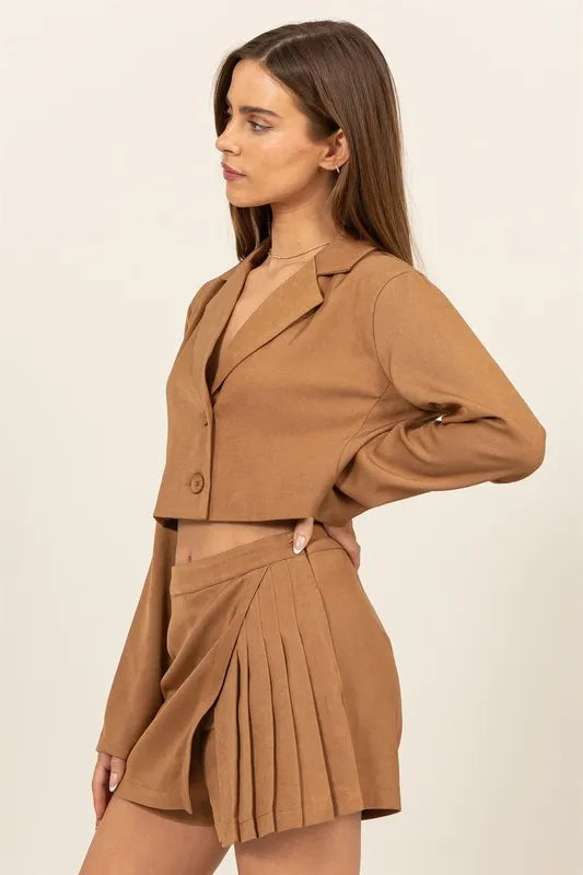 HYFVE Cropped Button-Down Blazer - KHAKI - View 2