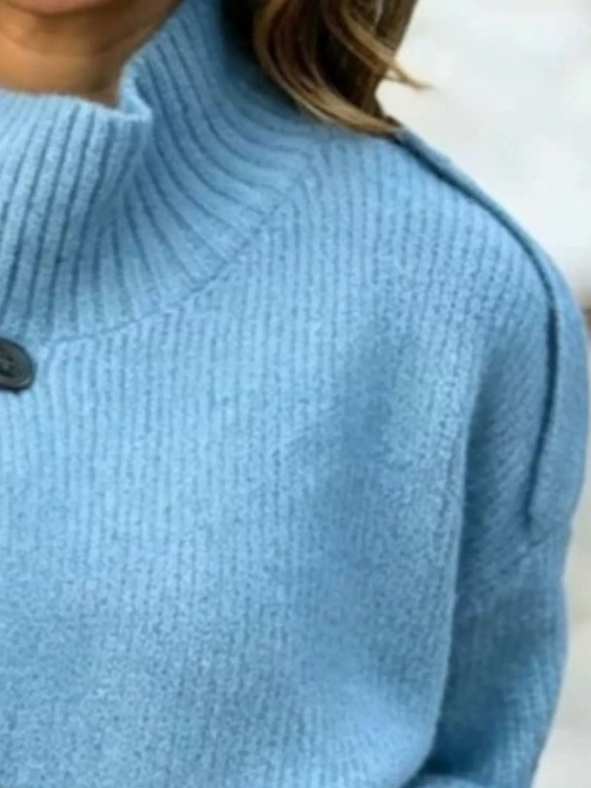 Full Size Button-Up Mock Neck Cardigan Plus Size - Sky Blue - View 2