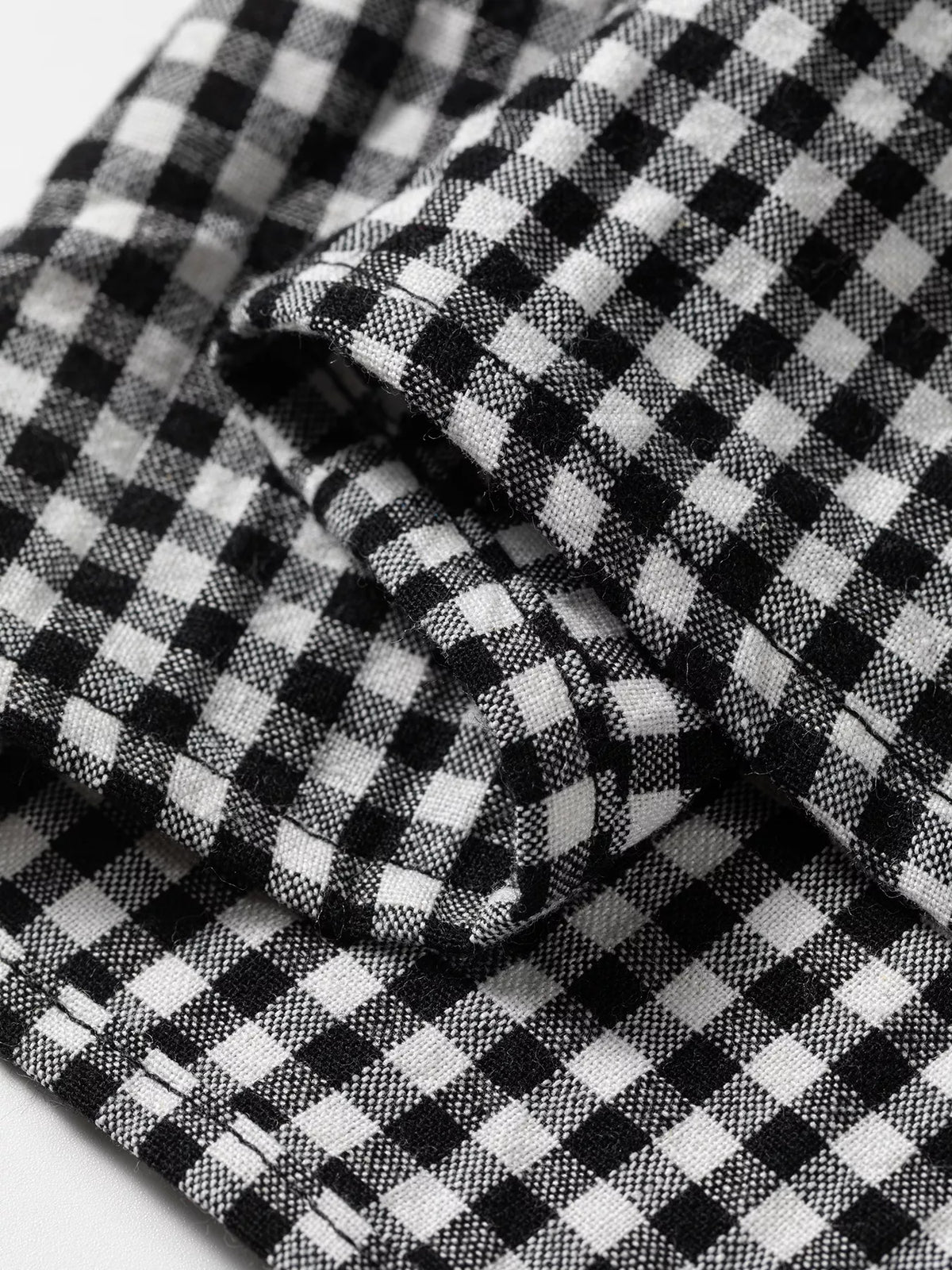 Plaid Shirred Cuff Long Sleeve Round Neck Blouse - Black - View 12