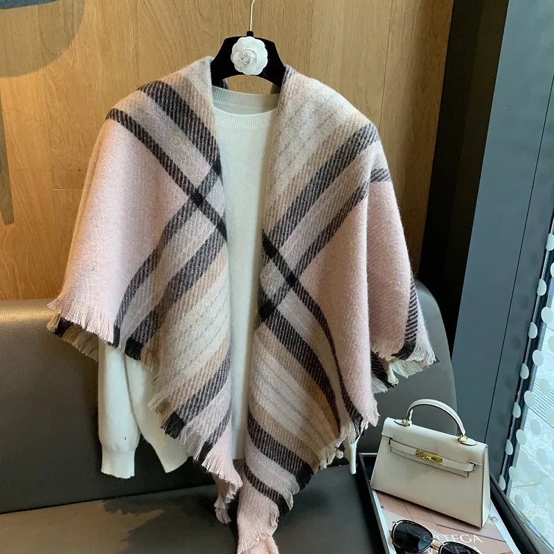 Raw Hem Plaid Scarf - Blush Pink - View 7