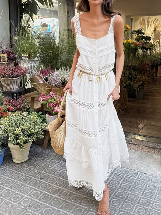 Lace Detail Wide Strap Dress - product photo 2