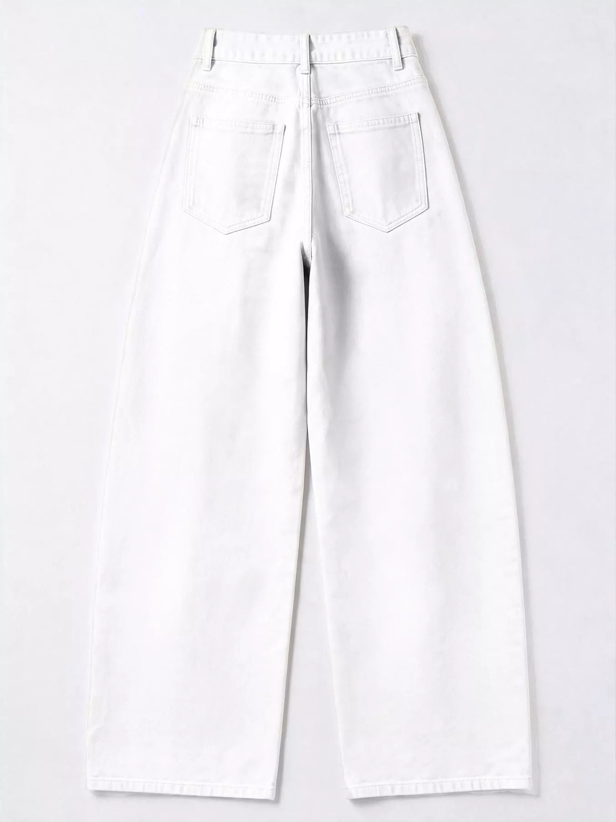 Decorative Button Wide Leg Jeans - White - View 18