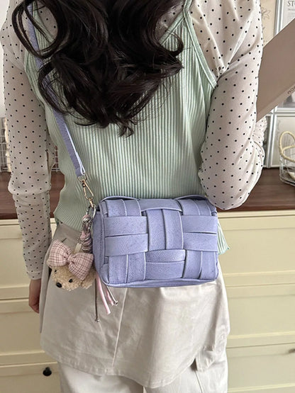 Woven Texture Crossbody Bag - Purple - View 6
