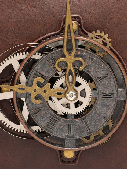 Steampunk Clockwork Design Crossbody Bag - Brown - View 13