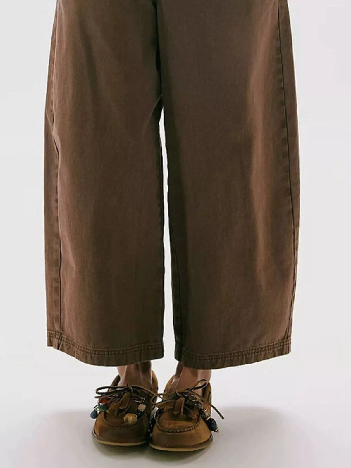 Wide-Leg Cropped Jeans - Brown - View 3