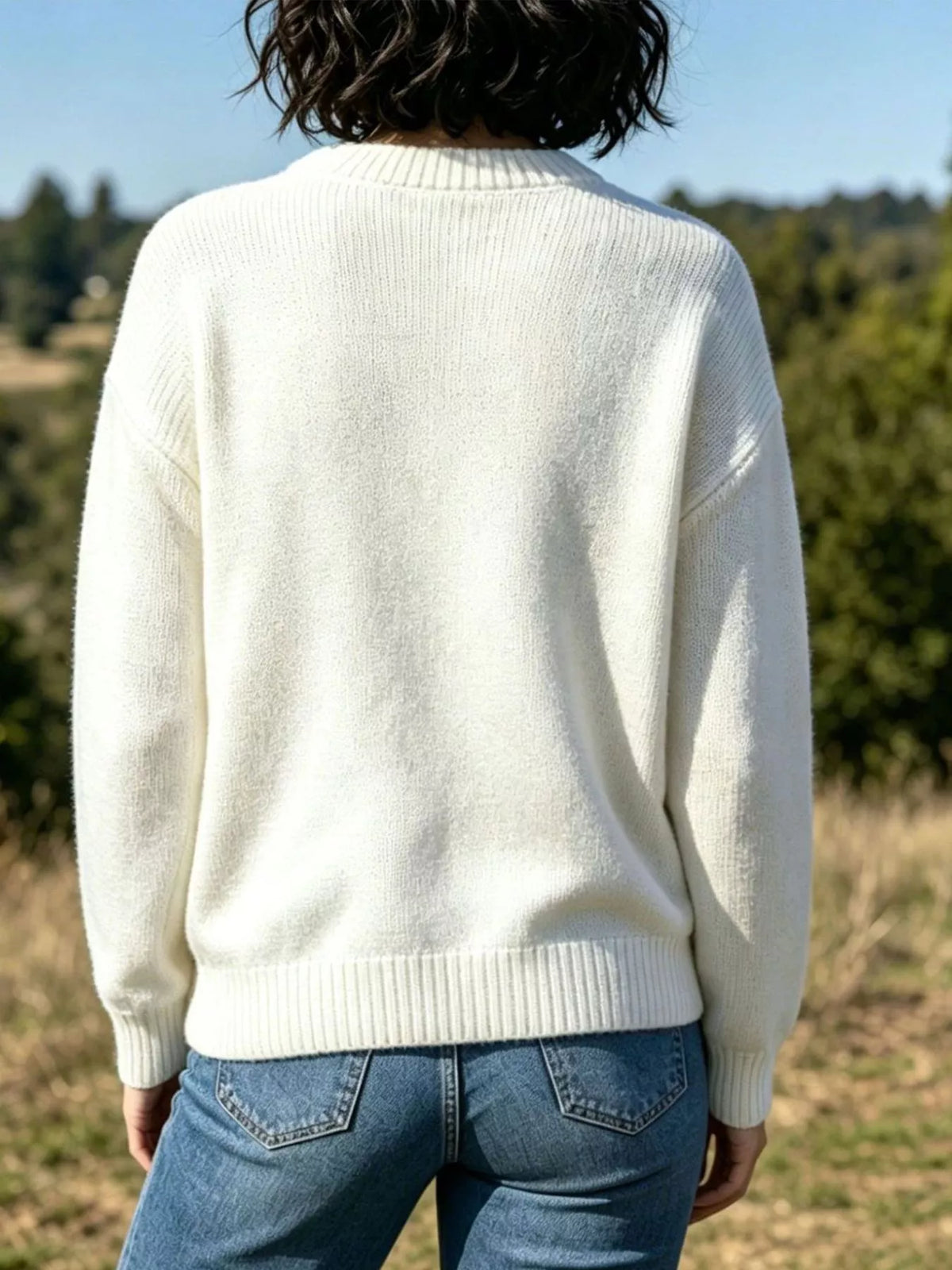Lobster Graphic Crew Neck Sweater - Ivory - View 6