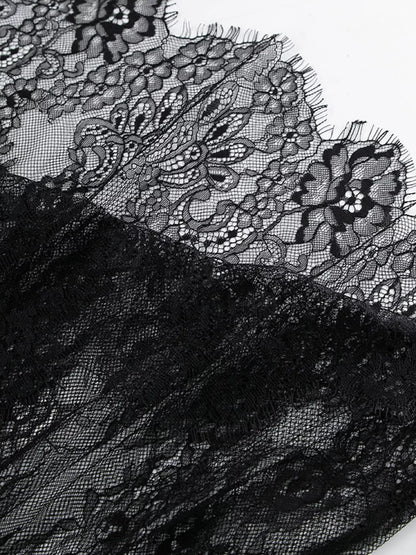 Lace V-Neck Sleeveless Maxi Dress - Black - View 9