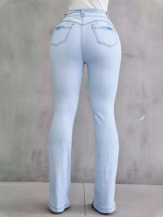 Full Size Wash High-Waisted Flare Jeans Plus Size - product photo 2