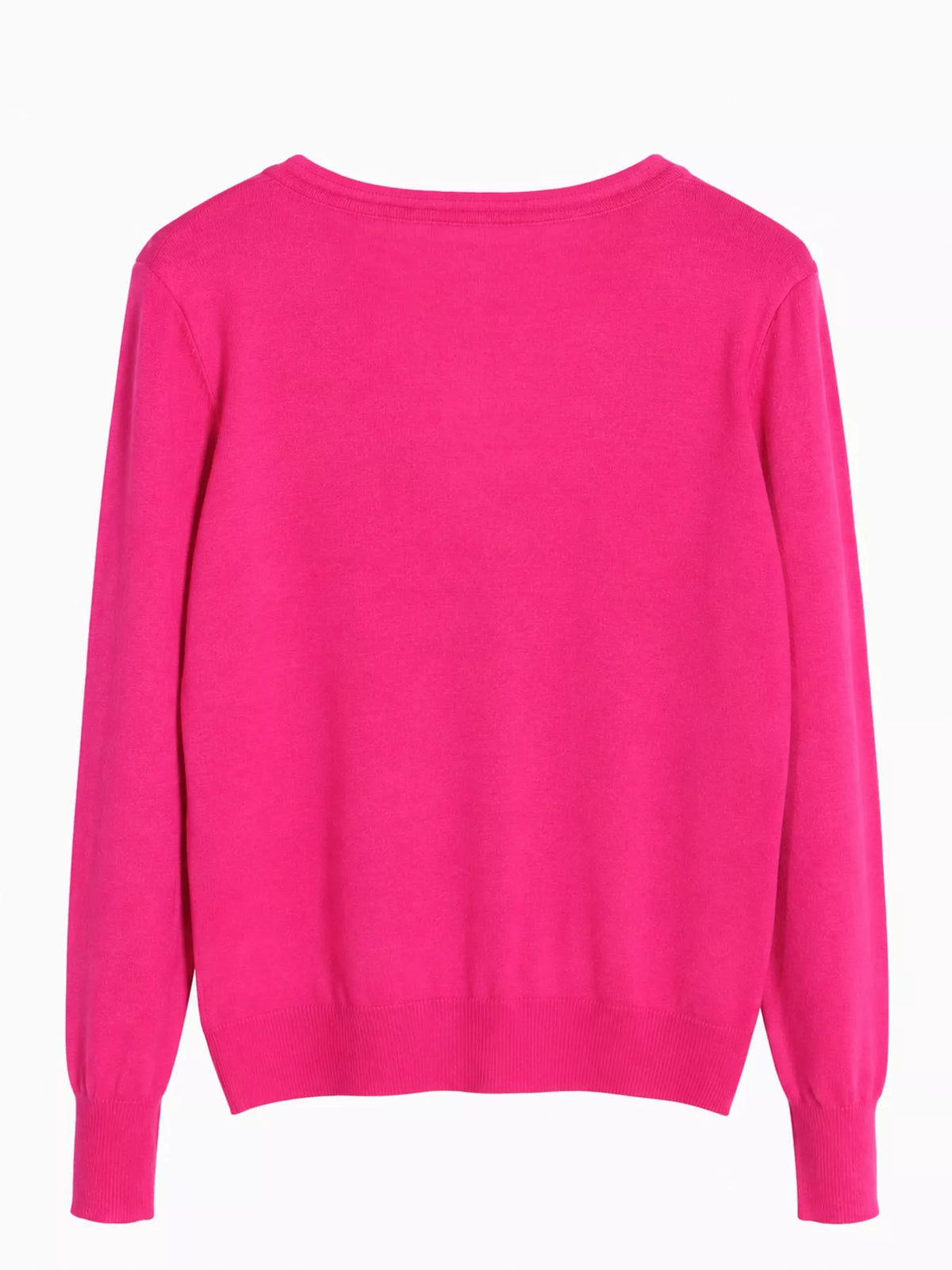 Classic V-Neck Button-Down Knit Cardigan - Fuchsia - View 83
