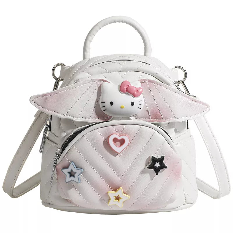 Wings Leather Backpack Bag - White - View 5