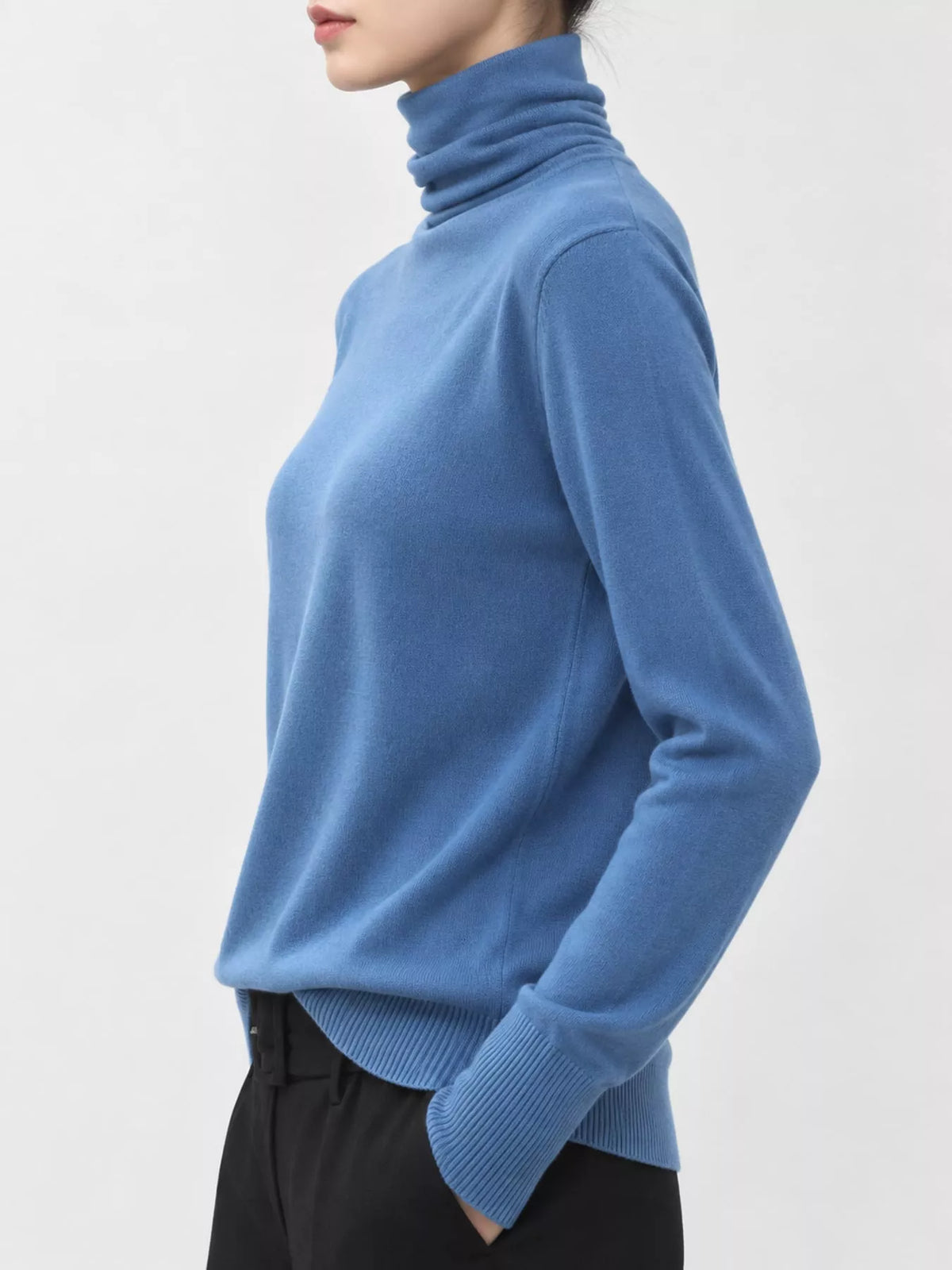 Full Size Slim-Fit Turtleneck Knit Top Plus Size - Dusty Blue - View 40