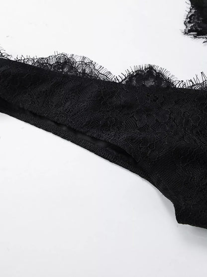 Lace V-Neck Sleeveless Maxi Dress - Black - View 11