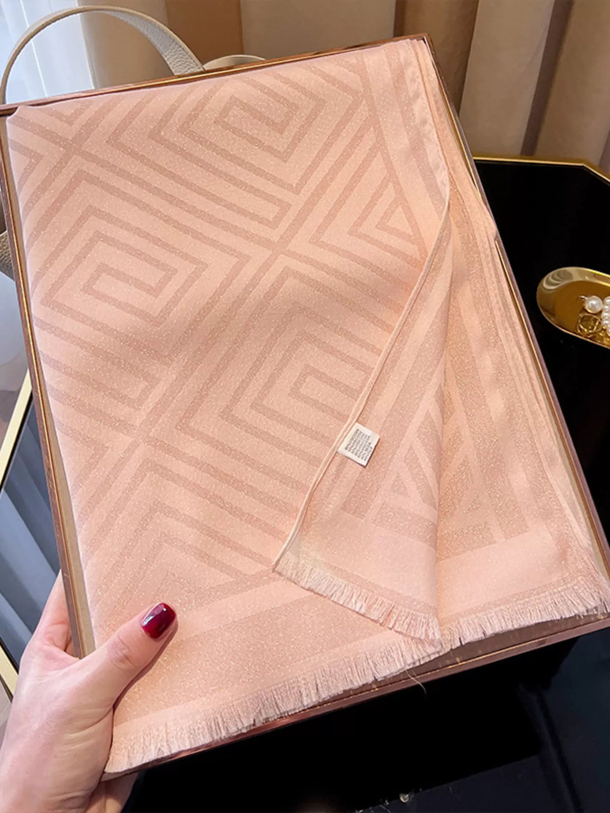 Raw Hem Lightweight Scarf - Pink - View 6