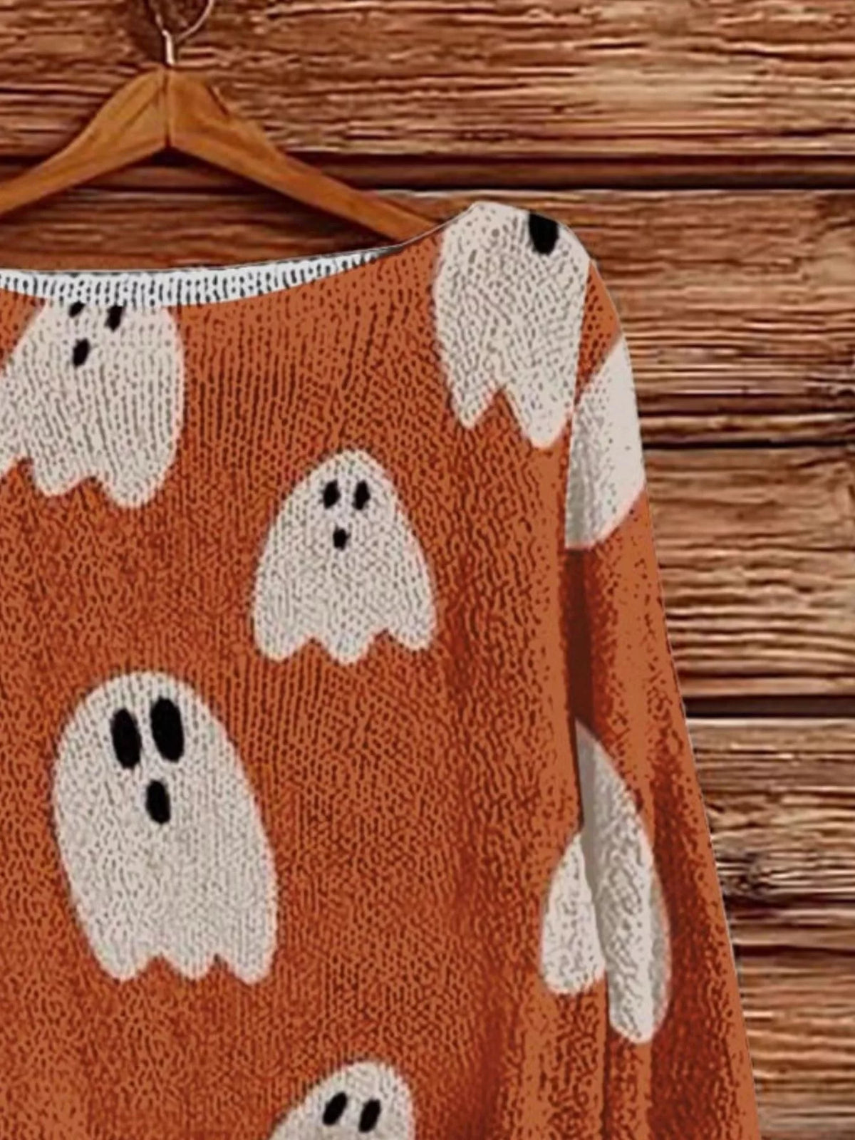 Full Size Halloween Graphic Boat Neck Sweater Plus Size - Orange - View 2