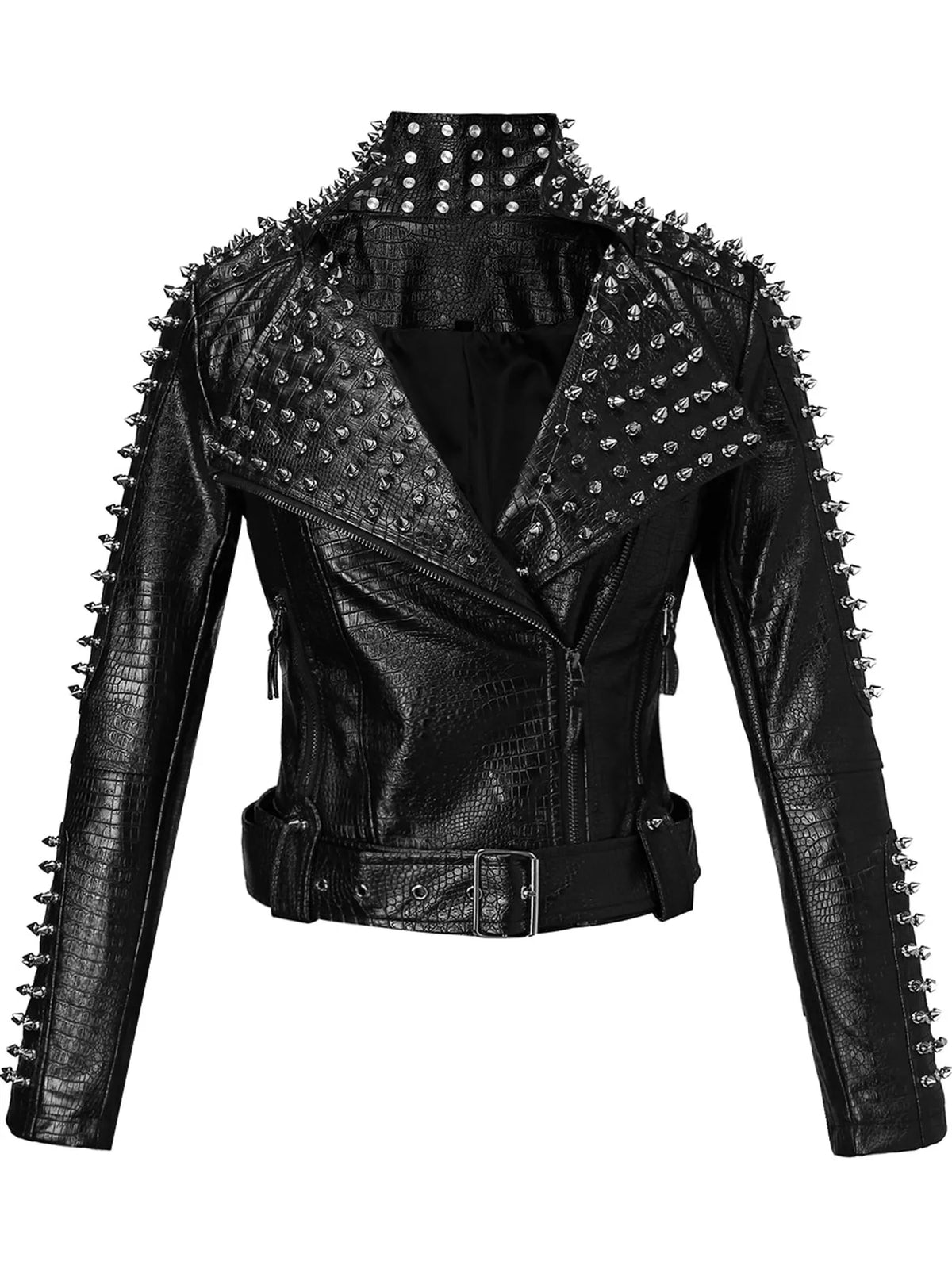 Full Size Studded Faux Leather Jacket Plus Size