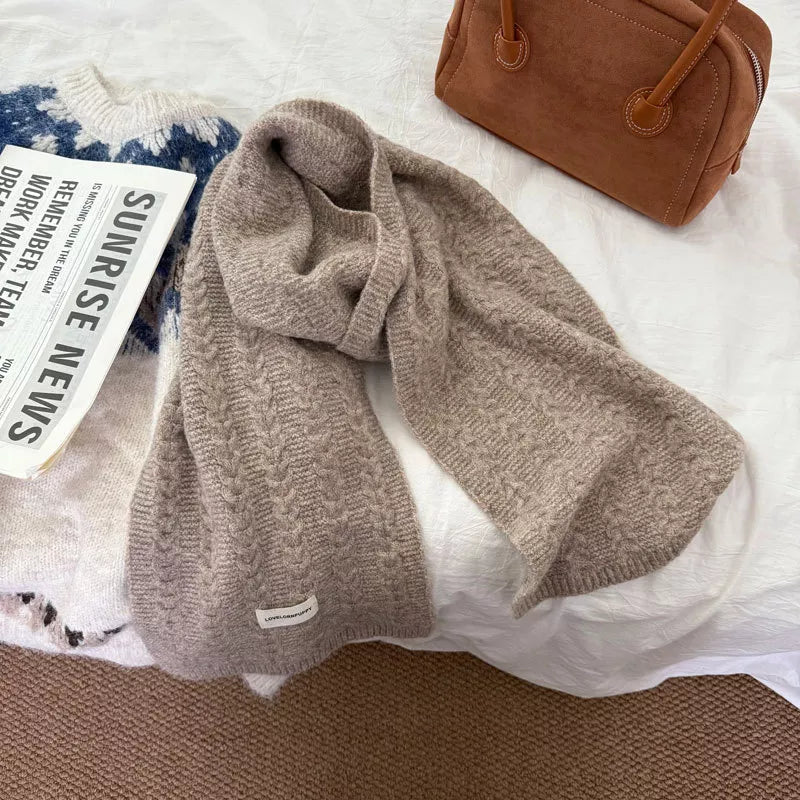 Texture Knit Winter Scarf - Khaki - View 8
