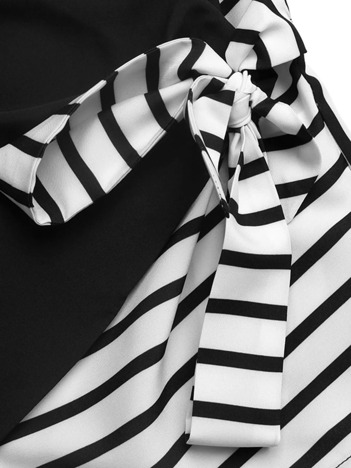 Striped Color Block Surplice Shirt - Black - View 7