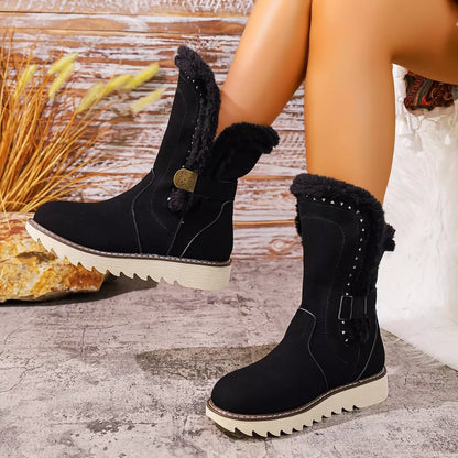 Round Toe Platform Boots - Black - View 2