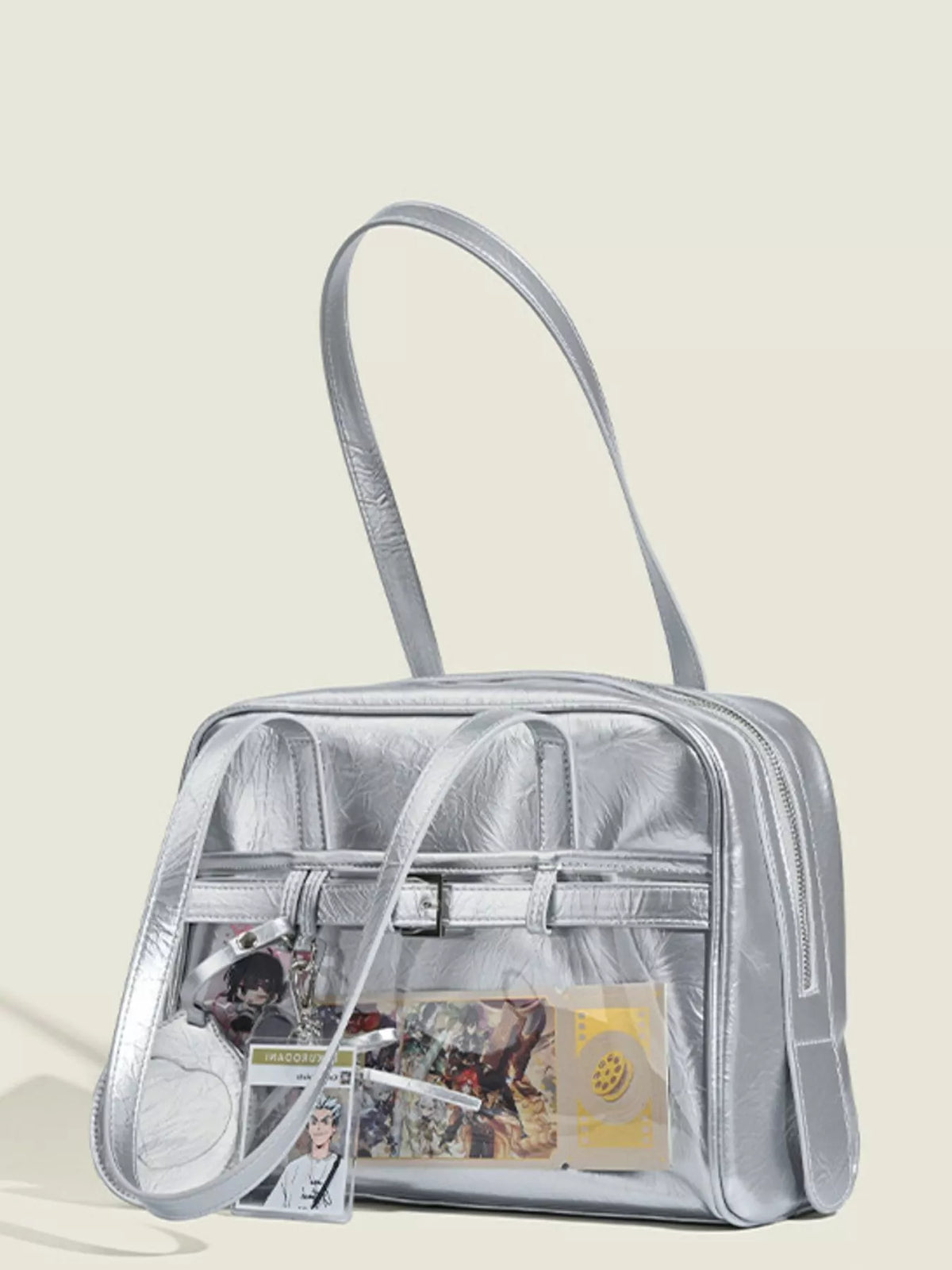 Clear Window Shoulder Bag - Silver - View 3