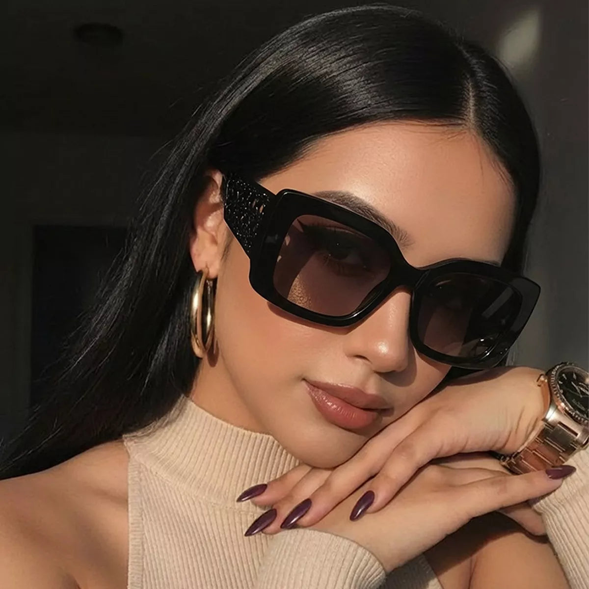 Oversized Square Sunglasses - Style A - View 1