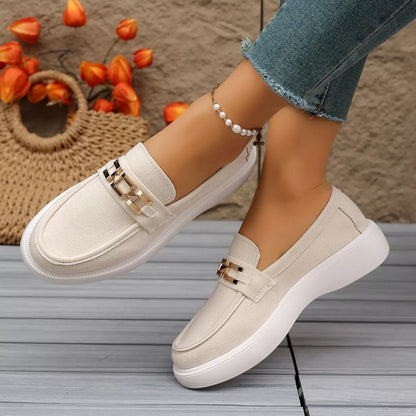 Round Toe Slip-Ons - Off-white - View 1