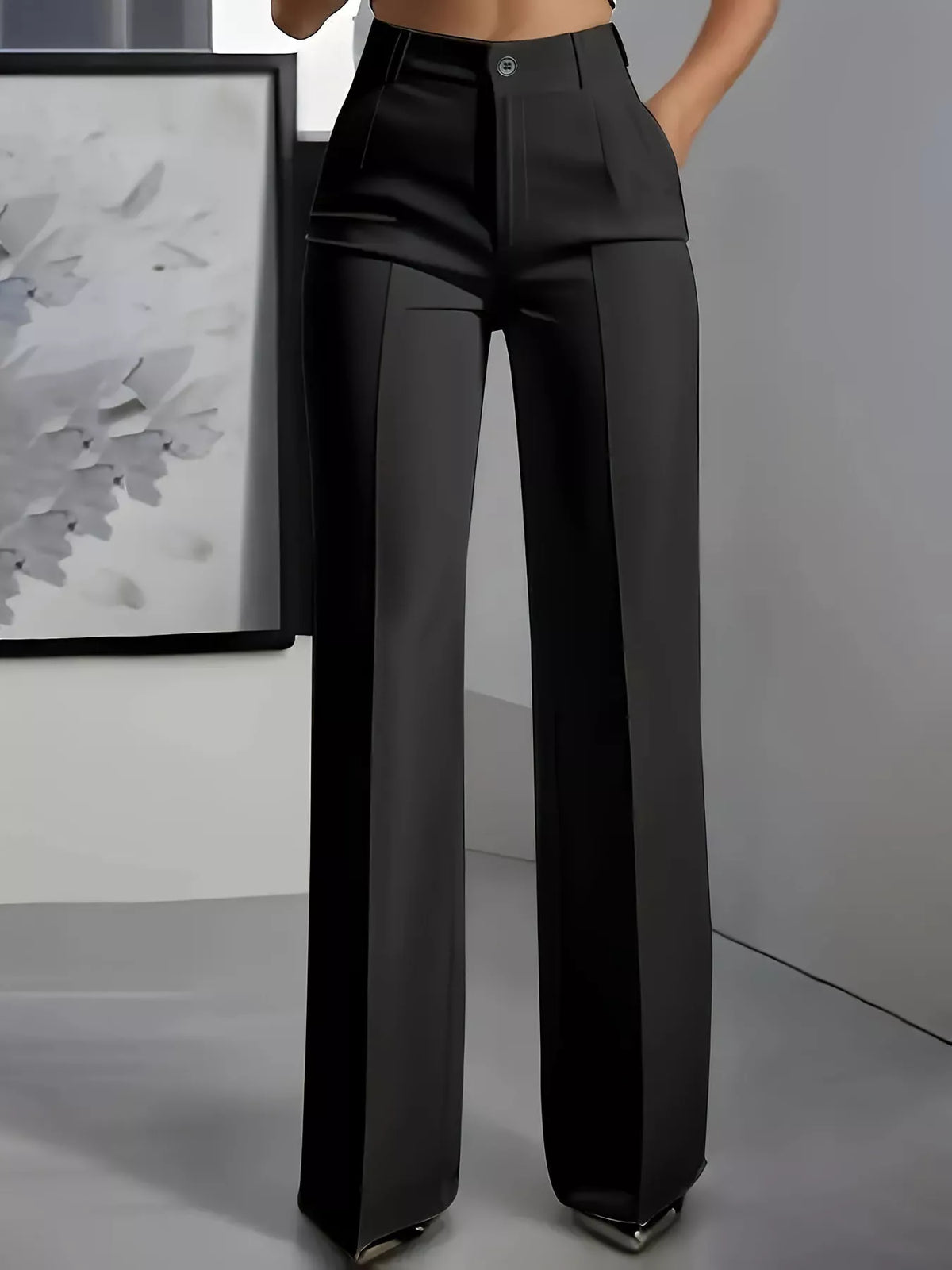 Full Size High-Waisted Wide-Leg Pants Plus Size - Black - View 1