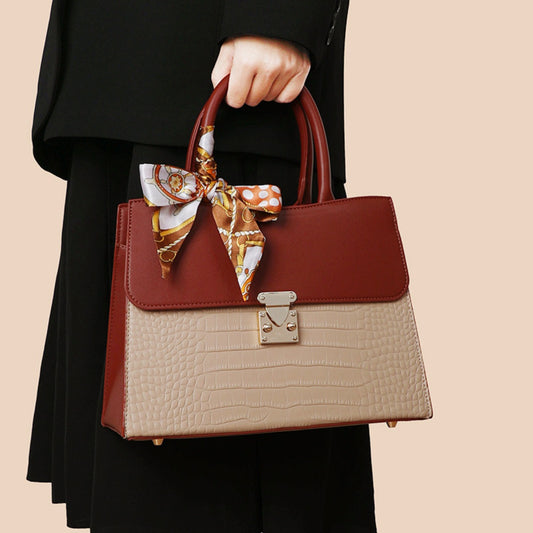 Crocodile Embossed Top Handle Handbag - product photo 2