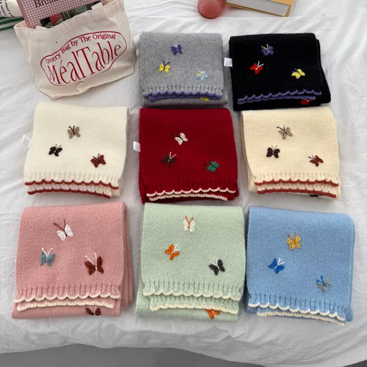 Butterfly Embroidered Knitted Scarf - Product reference - View 2