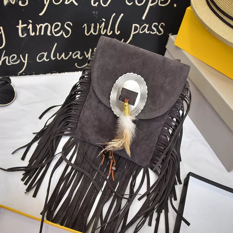 Fringe Tassel Crossbody Bag - Grey - View 3