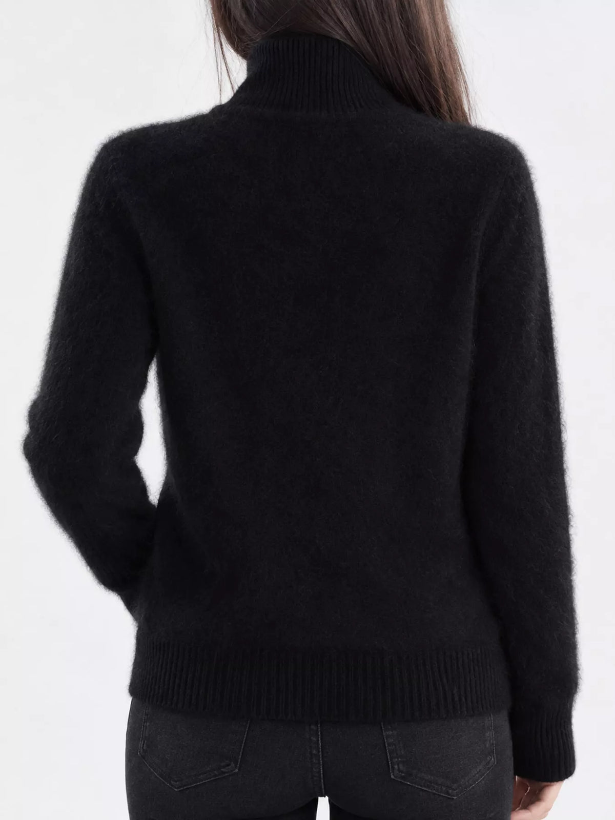 Full Size Turtleneck Long Sleeve Sweater Plus Size - Black - View 98