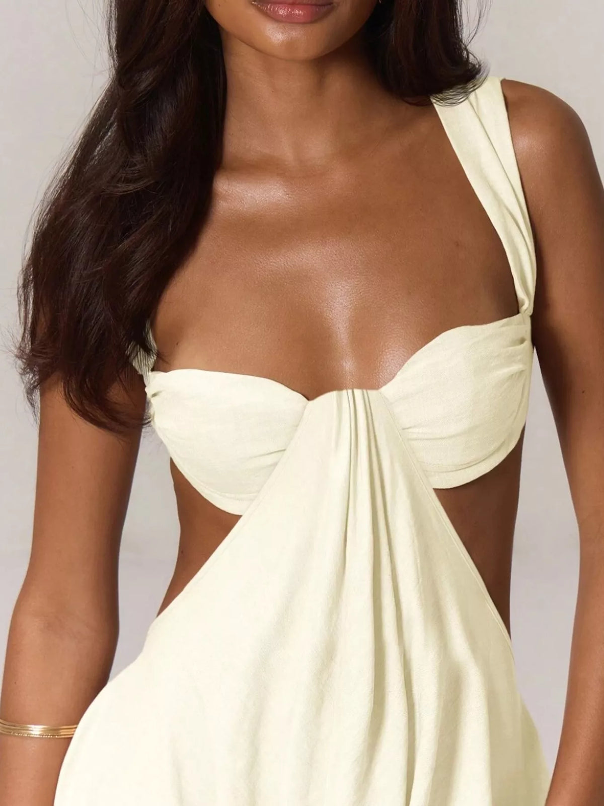 Backless Wide-Leg Jumpsuit with Cut-out Detail - Off White - View 12