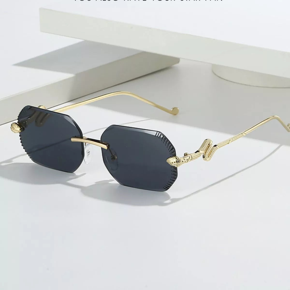 Rimless UV Protective Sunglasses - Black - View 2